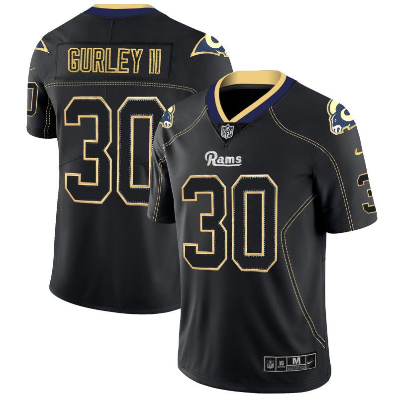Men Los Angeles Rams 30 Gurley ii Nike Lights Out Black Color Rush Limited NFL Jerseys